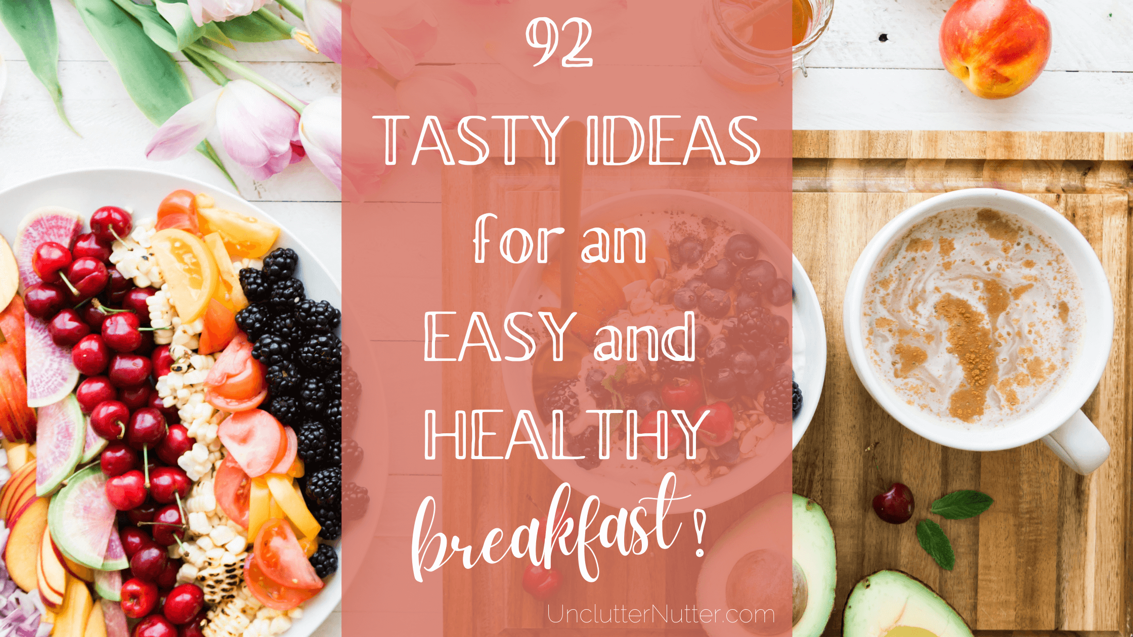 Healthy breakfast display of fruit platter, porridge and yoghurt
