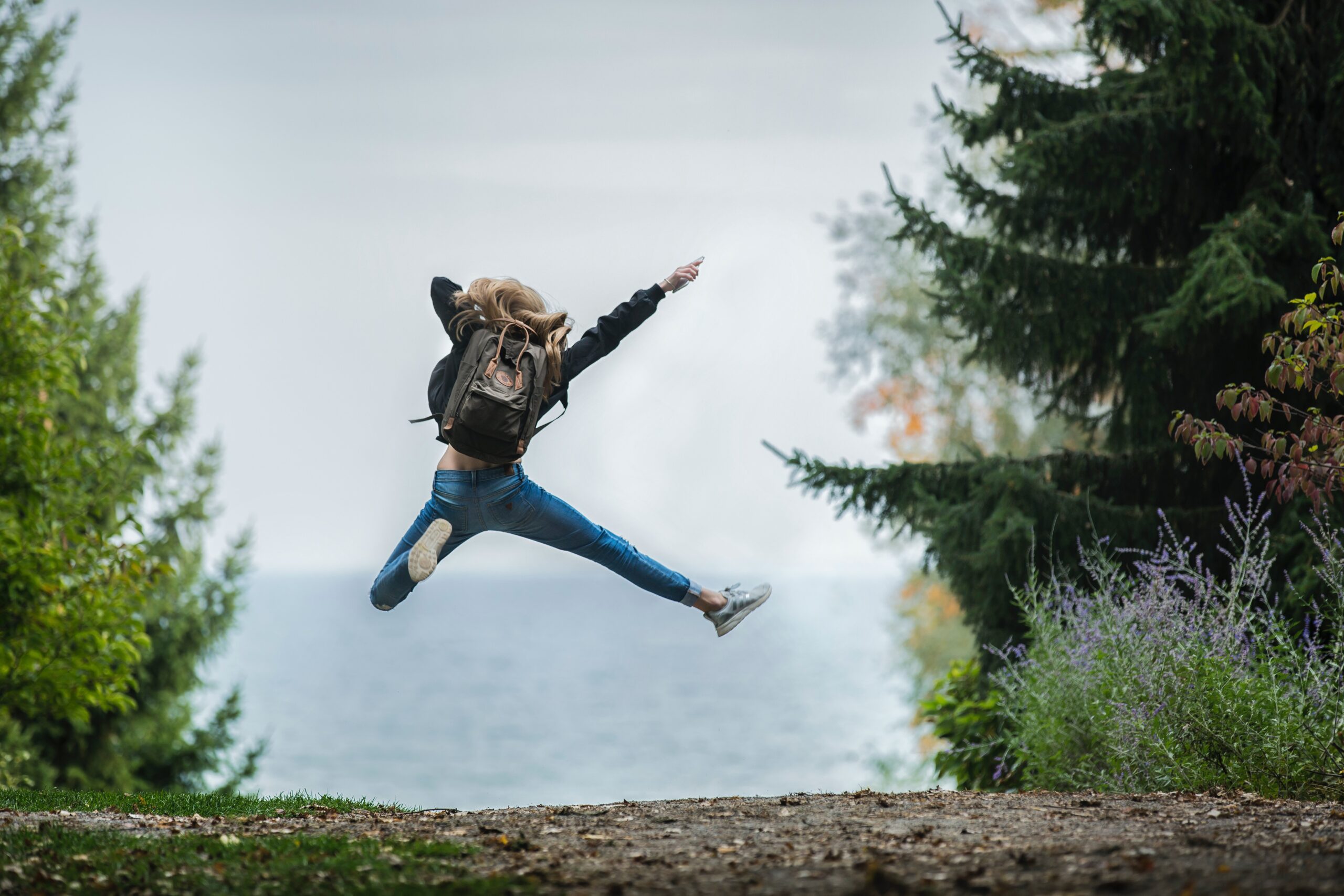 Woman jumping with joy