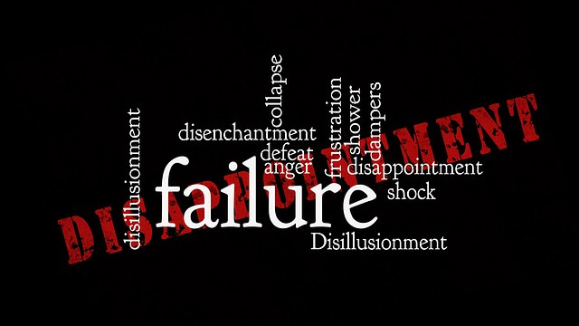 Failure and disappointment word collage