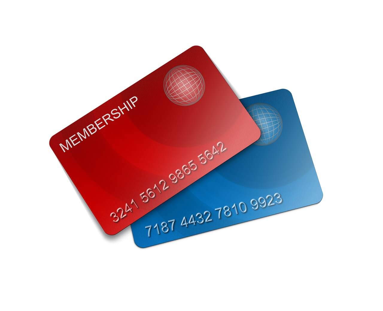 Red and blue membership cards